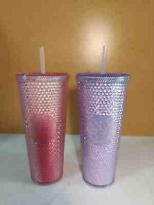 Starbucks 2021 China 24oz Tumbler Purple & Gradient Pink Studded 2 set Straw Cup - Sold on eBay Oct 24, 2021 for $106.80