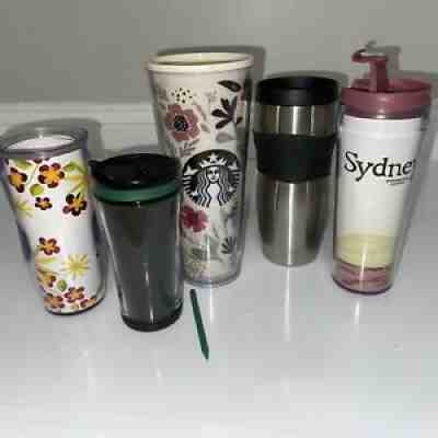 Lot Starbucks (5) 2011 Tumbler and Travel Mugs RARE!