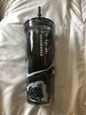 STARBUCKS 20 Oz. Recycled Glass VENTI Cold Cup Tumbler BLACK MARBLE WAVES Rare - Sold on eBay Sep 09, 2021 for $101.00