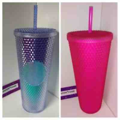Starbucks 2021 Summer Venti Blue Ombre & Fall Neon Pink Studded Tumbler Bundle - Sold on eBay Aug 24, 2021 for $100.00