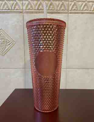 NEW STARBUCKS IRIDESCENT ROSE GOLD PINK STUDDED COLD CUP TUMBLER Holiday 24 oz - Sold on eBay Nov 21, 2021 for $188.99