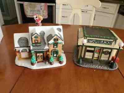 2001 Starbucks Holiday House With Lighting SKU 171580 In Box EUC LOT OF 2