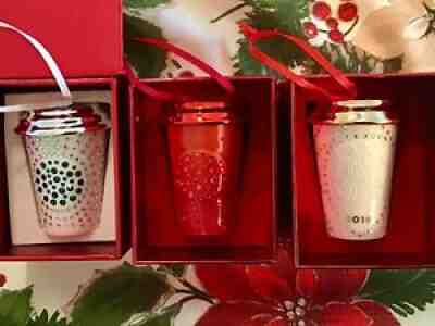 (3) Starbucks Swarovski 2014, 2014, 2015, 2016 Crystal Coffee Cup Ornaments - Sold on eBay Nov 21, 2021 for $134.99