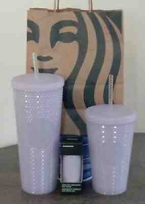 Starbucks 2021 Holiday Icy lilac Bling Studded Tumbler X2 /matching ornament - Sold on eBay Nov 19, 2021 for $105.00