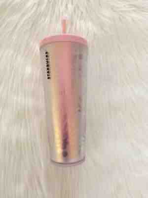 Starbucks Holographic Iridescent Palm Leaf Pinecone Pink Tumbler 24oz 2019 *Flaw - Sold on eBay Oct 22, 2021 for $100.00