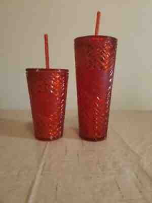Starbucksï¿¼ Red Winter Holiday 2021 Jeweled Tumbler Cold Cup 24oz. And 16oz. NEW! - Sold on eBay Nov 20, 2021 for $100.00
