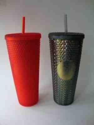Starbucks 2020 Dark Bling Black Iridescent & Red Matte Studded Cold Cup Tumbler - Sold on eBay Aug 28, 2021 for $99.99