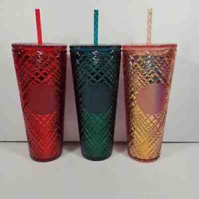 Starbucks 2021 Winter Holiday Jeweled Tumbler Cold Cup 24oz SET OF THREE Venti - Sold on eBay Nov 09, 2021 for $99.99