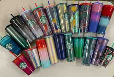 Starbucks Tumblers Lot of 21 - NWT- Anniversary, Cat, Waves, Leaves Etc