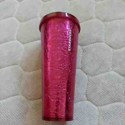 STARBUCKS Pink Magenta Embossed Tin Floral Foil Metallic Tumbler w/lid NVR USED - Sold on eBay Oct 09, 2021 for $99.00