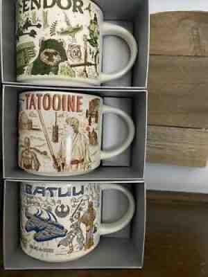 Star Wars Starbucks mugs 2021 set of 3 Endor Tatooine Batuu - Sold on eBay Oct 19, 2021 for $99.00