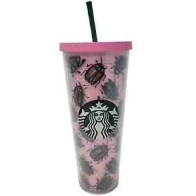 Starbucks Pink Beetle Bug Mermaid Siren Logo Venti Cold Tumbler 24 Oz Rare READ - Sold on eBay Nov 07, 2021 for $99.00