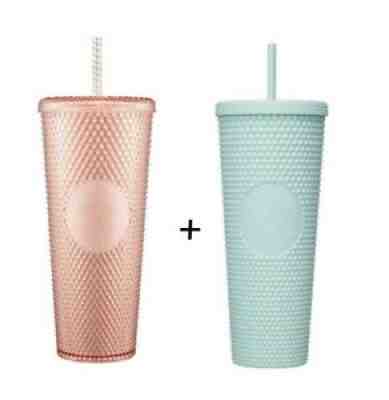2021 Starbucks Korea Cherry Blossom Bling stud Summer Mint cold cup 710ml 2p set - Sold on eBay Nov 22, 2021 for $230.00