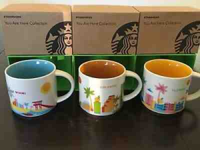 LOT Of 3: Miami+ Florida + Orlando 14 Oz. You Are Here (YAH) Starbucks Mugs - Sold on eBay Oct 25, 2021 for $118.00