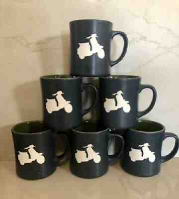 Starbucks Scooter Vespa Black/Green Bone China 2011 Coffee Cups (Lot Of 6) L.E.