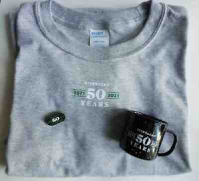 New STARBUCKS 50th Anniversary T Shirt, Pin, Partner Mug Employee Only Lt Ed - Sold on eBay Oct 17, 2021 for $95.00