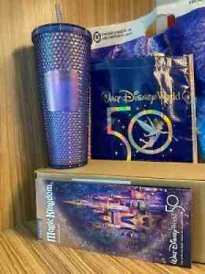 Walt Disney World 50th Anniversary Starbucks Blue Studded Tumbler & Tote NEW - Sold on eBay Oct 26, 2021 for $94.95