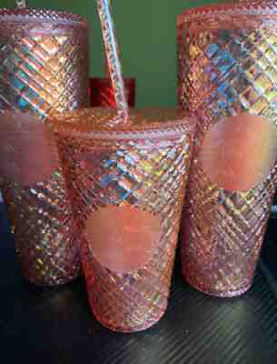 New Starbucks 2021 Holiday Jeweled Tumbler Cold Cups 3 Rose Gold Peach Venti - Sold on eBay Nov 16, 2021 for $91.00