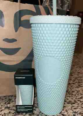 Starbucks Matte Mint Studded Tumbler Venti Cold Cup 2021 Limited W/Ornament - Sold on eBay Nov 20, 2021 for $90.83