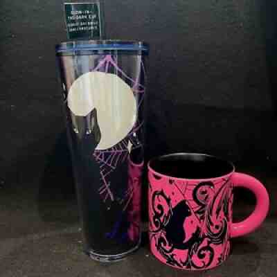 Starbucks Halloween 2021 Glow In The Dark 24oz Cat Cup & Pink Cat Mug Spider Web - Sold on eBay Sep 24, 2021 for $90.00