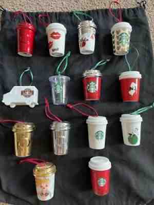 Starbucks Coffee Ornament Lot 2013 14 15 16 17 18 Mini Standard Sizes Set Of 14 - Sold on eBay Oct 17, 2021 for $90.00