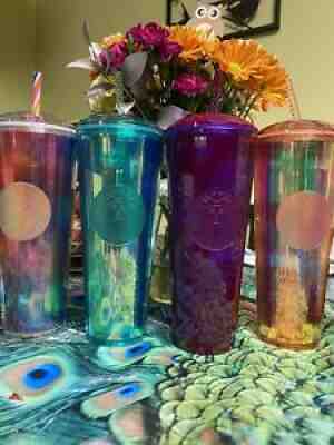 Starbucks NWT Kaleidoscope Bundle (pink, Purple, Teal & Rainbow Tumblers) - Sold on eBay Oct 28, 2021 for $90.00