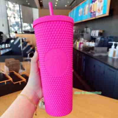 Starbucks 2021 China Matte Barbie Pink Bling Studded Tumbler Straw Cup 24oz - Sold on eBay Aug 26, 2021 for $89.99