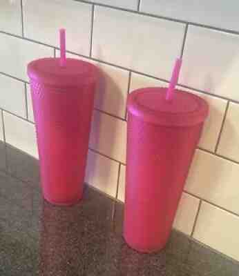 Starbucks Neon Pink Tumbler Fall 2021 24oz Studded Cold Cup (Lot of 2) - Sold on eBay Sep 10, 2021 for $89.99