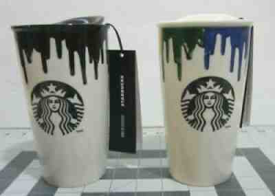 2 Starbucks Band Of Outsiders Paint Drip Ceramic Coffee/Tea Mugs black and color - Sold on eBay Nov 07, 2021 for $89.99