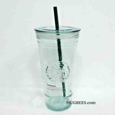 Starbucks Recycled Glass Clear Cold-To-Go Cup Made in Spain 20oz w/ Lid & Straw - Sold on eBay Oct 11, 2021 for $89.96