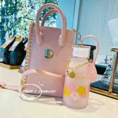 2021 New Starbucks Cups Sakura Matte Pink 13oz Glass Cold Cup With Chain Handbag - Sold on eBay Nov 09, 2021 for $88.99