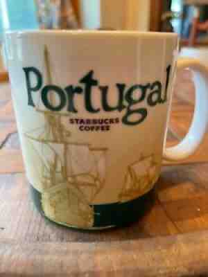 RARE 2010 Starbucks PORTUGAL Mug Collector Series Coffee Cup 16 Oz Tan Green