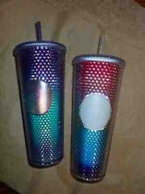 IRIDESCENT Mermaid & Rainbow Starbucks 24 Oz sTUDDED Tumblers New - Sold on eBay Nov 24, 2021 for $88.95