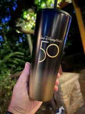 Disney Parks 50th Anniversary Starbucks Metal Black Gold Tumbler New Release ð??¥ - Sold on eBay Nov 16, 2021 for $86.90