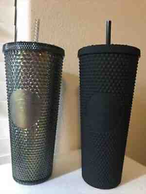 Lot of 2 Starbucks 2020-21 Studded Iridescent Shimmer Matte Black 24oz Tumblers - Sold on eBay Sep 22, 2021 for $85.99