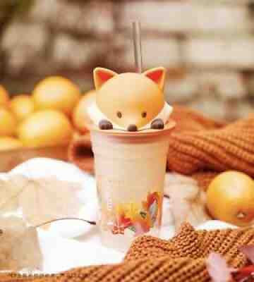 New Starbucks 2021 China Autumn Maple Leaves And Cute Fox 12oz Glass Cup - Sold on eBay Nov 18, 2021 for $85.99