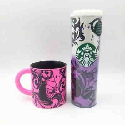 Starbucks Halloween 2021 Pink Black Cat Mug & Glow In Dark Cup & Lid Set - Sold on eBay Sep 22, 2021 for $85.00