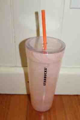 Starbucks Glass Pink Marble Swirl Tumbler - 2017 - 20 oz - Original Lid / Straw - Sold on eBay Oct 11, 2021 for $84.95
