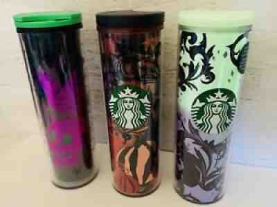 Starbucks Halloween Tumblers Glow Purple Cat Spider Orange Pumpkin Skull LOT x3 - Sold on eBay Oct 25, 2021 for $84.90