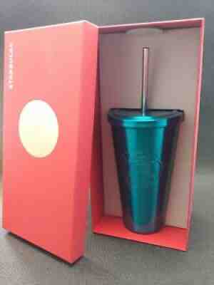 Starbucks Travel Tumbler Cup Matte Metal Stainless Steel Red Copper With  Straw Rare HTF 