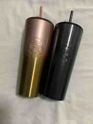 NEW Starbucks Fall 2020 Gradient Stainless Steel Tumblers- Black & Rose Gold - Sold on eBay Nov 03, 2021 for $80.00