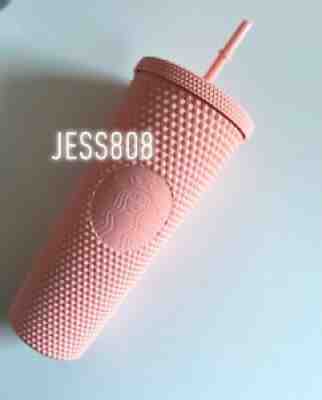NEW Starbucks Matte Pink Peach Studded Spike Tumbler Spring Venti 24oz Original - Sold on eBay Dec 01, 2021 for $135.00