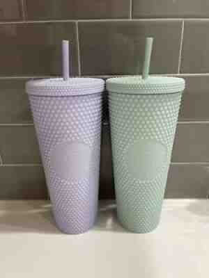 Starbucks Lilac and Mint Studded 24oz. Matte Holiday 2021 Tumbler PAIR! - Sold on eBay Nov 30, 2021 for $110.00