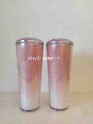 2PCS Starbucks 2021 China Shine Pink Gradient straw Cold Cup Tumbler 24oz - Sold on eBay Nov 24, 2021 for $102.00