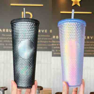 x2 Starbucks 24oz Straw Cups-Halloween Black Oil Slick, Christmas Blue Gradient - Sold on eBay Nov 27, 2021 for $100.00