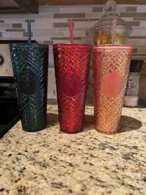 Starbucks 2021 Winter Holiday Jeweled Venti Tumbler Cold Cup 24 oz Set of 3 NEW - Sold on eBay Nov 30, 2021 for $99.99