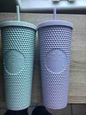 Starbucks Lilac and Mint Studded 24oz. Matte Holiday 2021 Tumbler PAIR! - Sold on eBay Nov 30, 2021 for $99.00