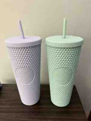 Starbucks Lilac and Mint Studded 24oz. Matte Holiday 2021 Tumbler PAIR! - Sold on eBay Nov 29, 2021 for $94.95