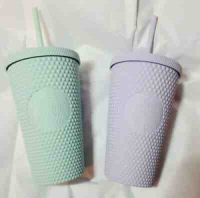 Starbucks Lilac and Mint Studded Matte 16 oz Holiday 2021 Tumblers - Sold on eBay Nov 25, 2021 for $90.00