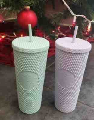 Starbucks Lilac and Mint Studded 24oz. Matte Holiday 2021 Tumbler PAIR! - Sold on eBay Dec 01, 2021 for $89.95